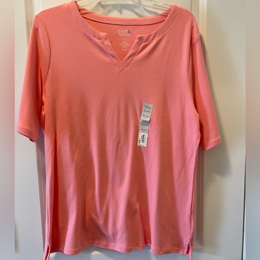 Croft & Barrow coral tee NWT